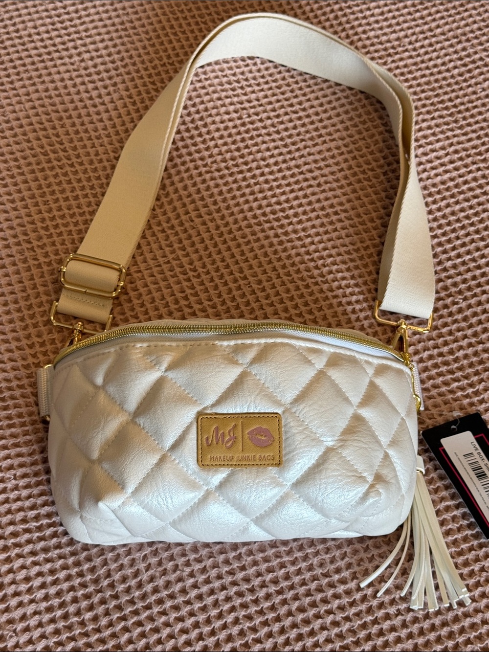 Quilted Pearlized White Makeup Junkie Bum Bag - NWT